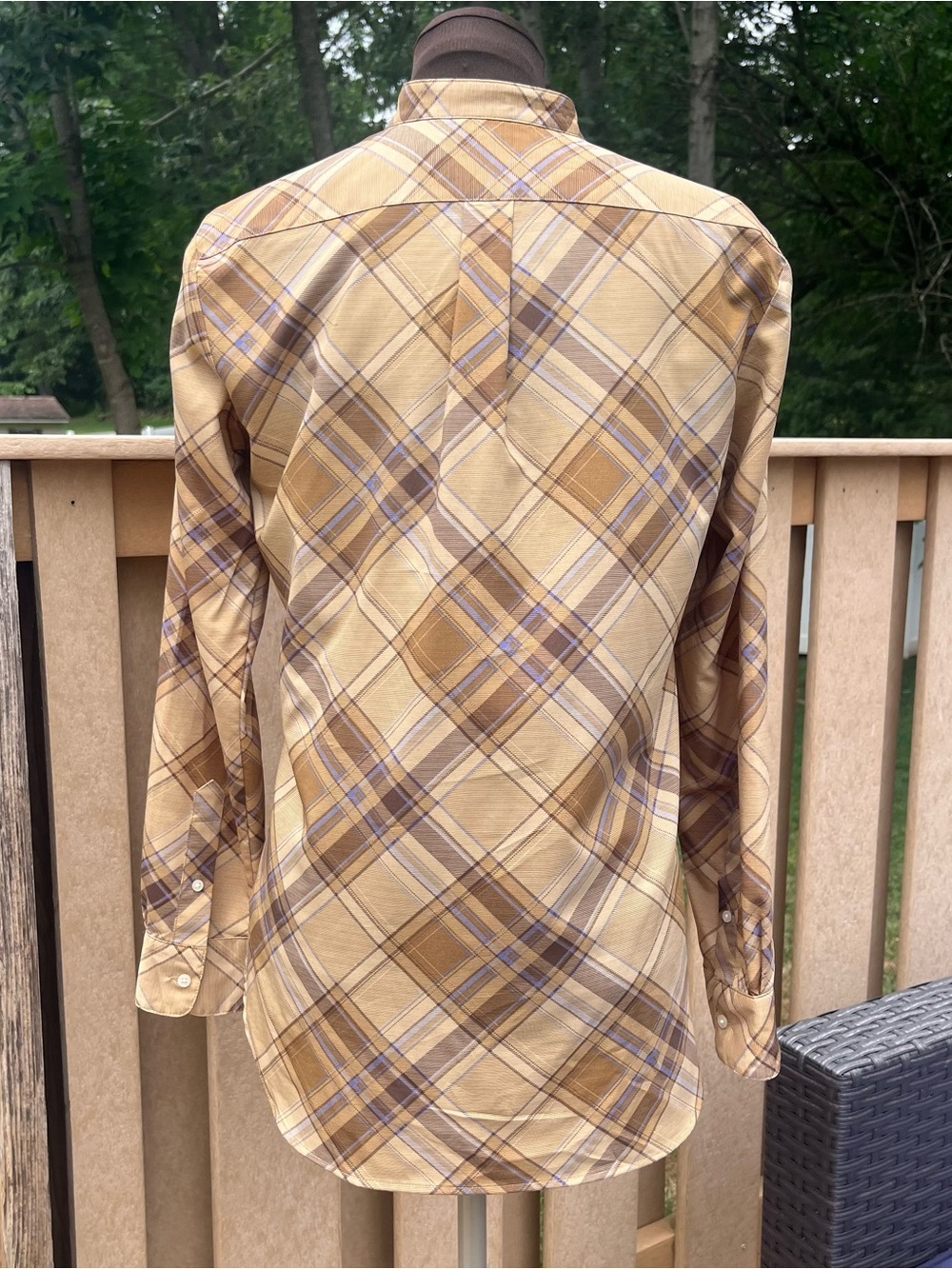Lauren Ralph Lauren Women’s Beige Lilac Plaid Long Sleeve Mock Neck Blouse Sz S - Picture 5 of 6